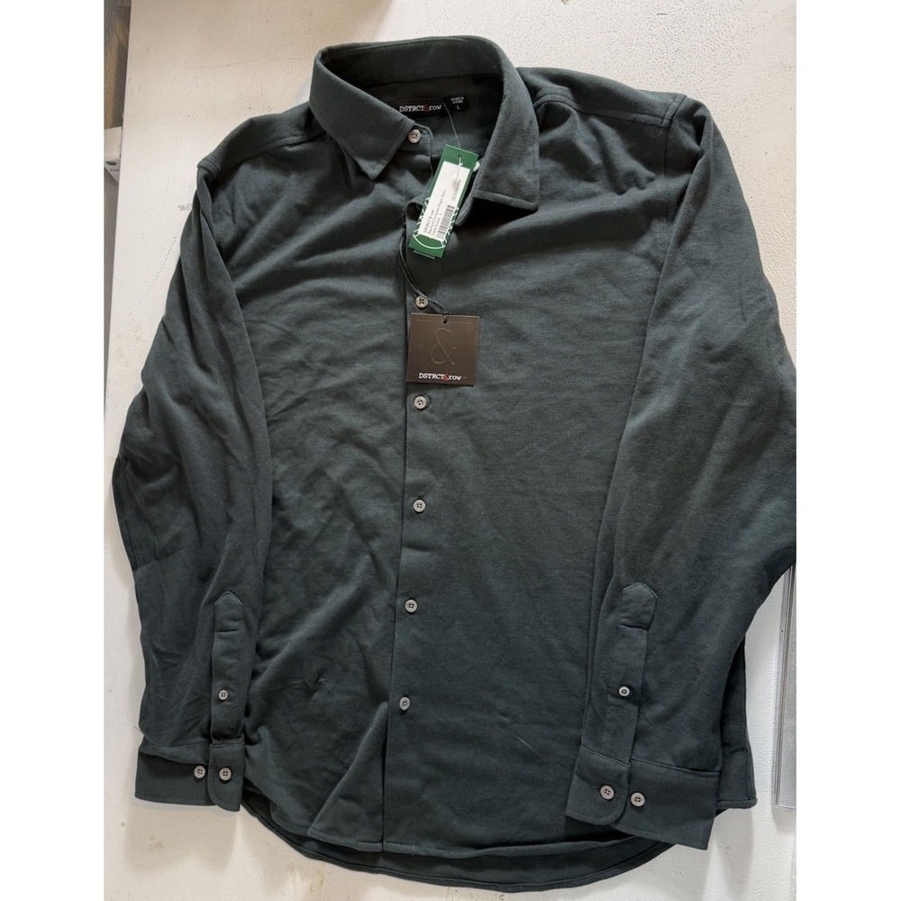 NWT Dstrct & Row Men's Sz L Bayford Pique Shirt Green NEW